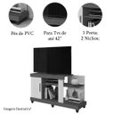 Ver imagem 3 de Rack para Tv até 42 Polegadas 1 Porta 2 Nichos Aurora Nature/grafite Perolizado