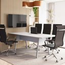 Ver imagem 5 de Mesa de Reunião Retangular Moderno sem Gavetas MDP 200cm Cinza com Preto F5 Office