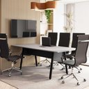 Ver imagem 3 de Mesa de Reunião Retangular Moderno sem Gavetas MDP 200cm Cinza com Preto F5 Office