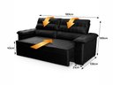 Ver imagem 3 de Sofá Retrátil Reclinável 2 Lugares com Molas 1,80m Quantum Suede Velut Preto - King House
