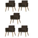 Ver imagem 1 de Kit 5 Poltrona Beatriz Pés Palito Suede Marrom Recepção Sala de Estar Escritório Quarto - a Z Decor