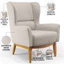 Ver imagem 4 de Poltrona Decorativa Fixa Base de Madeira Milena D02 Linho Cru B-443 - Lyam Decor