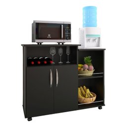 Balcão Multimóveis para Forno e Microondas Preto com Fruteira Ajl Store Armario Cozinha Black - 1