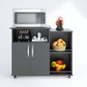 Balcão Multimóveis para Forno e Microondas Preto com Fruteira Ajl Store Armario Cozinha Black - 4