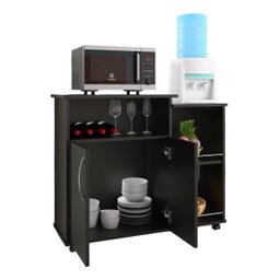 Balcão Multimóveis para Forno e Microondas Preto com Fruteira Ajl Store Armario Cozinha Black - 2