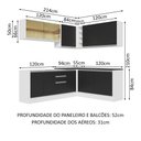 Ver imagem 4 de Armário de Cozinha Completa de Canto 100% MDF 389cm Branco/Preto Acordes Madesa 02