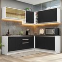 Ver imagem 1 de Armário de Cozinha Completa de Canto 100% MDF 389cm Branco/Preto Acordes Madesa 02