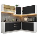 Ver imagem 3 de Armário de Cozinha Completa de Canto 100% MDF 389cm Branco/Preto Acordes Madesa 02