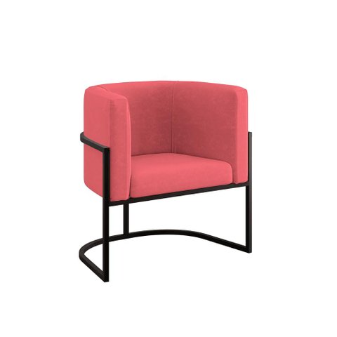 Poltrona Cadeira Decorativa Lua Recepção Base de Ferro Black Cor:rosa