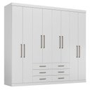 Ver imagem 6 de Cama Solteiro com Gavetas Invicta com Guarda Roupa Master 8 Portas 6 Gavetas Branco Brilho - Santos