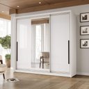 Ver imagem 1 de Guarda Roupa Casal 220cm 3 Portas de Correr com Espelho 240854 Valência Politorno Móveis