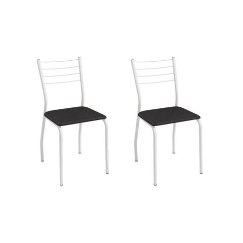 Cadeira Sala de Jantar Malta 2c140br Aço Kit 2 Un Branco/ano Preto - Kappesberg