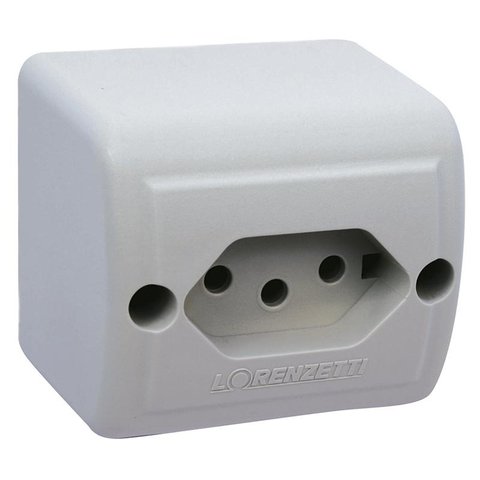 Tomada Retangular Sobrepor Lorenzetti - 2P+T - 10A - Cinza - 1713011