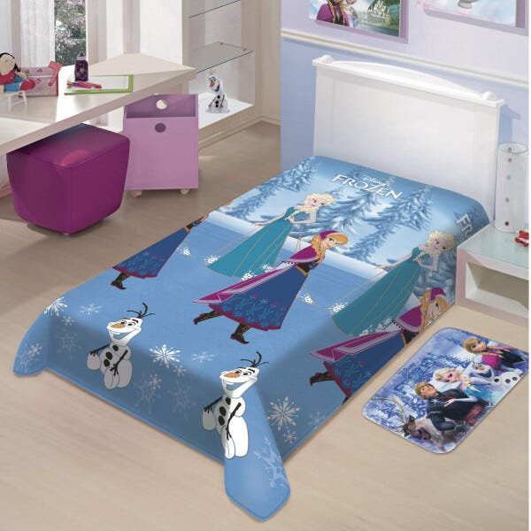 Manta Infantil Frozen Neve Disney Soft Poliéster Microfibra Jolitex 1,50x2,00M - 1