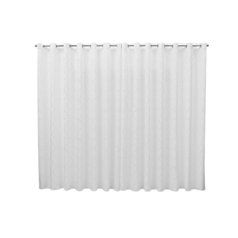 Cortina 4,00x2,30 Sala Quarto Cozinha Varão Tecido Jacquard:branco