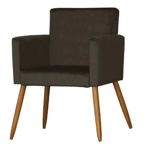 Poltrona Cadeira Decorativa Beatriz Suede Marrom para Escritório Sala de Estar Recepção Quarto Pés P
