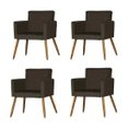 Ver imagem 1 de Kit 4 Poltrona Cadeira Decorativa Nina Suede Marrom para Escritório Sala de Estar Recepção Quarto Pé