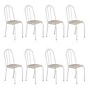 Ver imagem 1 de Kit 8 Cadeiras de Cozinha Califórnia Estampado Rattan Bege Pés de Ferro Branco - Pallazio