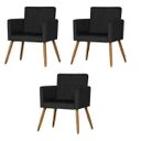Ver imagem 1 de Kit 3 Poltrona Nina Pés Palito Suede Preto Recepção Sala de Estar Escritório Quarto - Bela Móveis