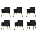 Ver imagem 1 de Kit 6 Poltrona Cadeira Decorativa Nina Suede Preto para Escritório Sala de Estar Recepção Quarto Pés
