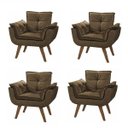 Ver imagem 1 de Kit 4 Poltrona Decorativa Opala Suede Marrom para Recepção Escritório Sala de Estar Pés Palito - Bel