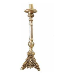 Castiçal Uma Vela 33 Cm Em Bronze Altar Decoração Igrejas Religião Fé Promessas Artesanal - 2