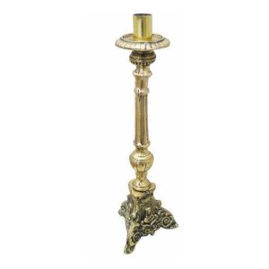 Castiçal Uma Vela 33 Cm Em Bronze Altar Decoração Igrejas Religião Fé Promessas Artesanal