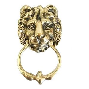 Aldrava Leão Batedor de Porta em Bronze Batente de Portas Campainha Mansões Casas Condomínios