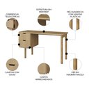 Ver imagem 3 de Mesa Escrivaninha 136cm 2 Gavetas Pé Madeira Luara Hanover A10 - Mpozenato
