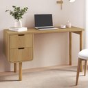 Ver imagem 1 de Mesa Escrivaninha 136cm 2 Gavetas Pé Madeira Luara Hanover A10 - Mpozenato