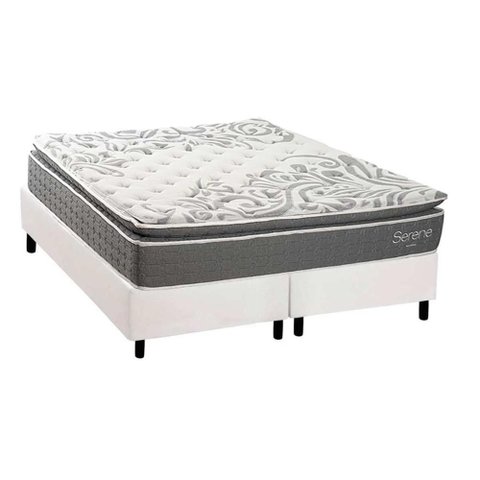 Cama Box King + Colchão Molas Kappesberg Ensacadas Serene + Base Crc Courano White