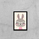 Ver imagem 1 de Quadro Ilustração Infantil Coelhinha Intelectual 33x24cm - com vidro:Madeira branca