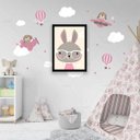 Ver imagem 2 de Quadro Ilustração Infantil Coelhinha Intelectual 33x24cm - com vidro:Madeira branca