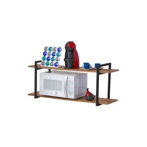 Nicho para Cozinha Preto com Prateleiras Amadeirado 80cm Fs