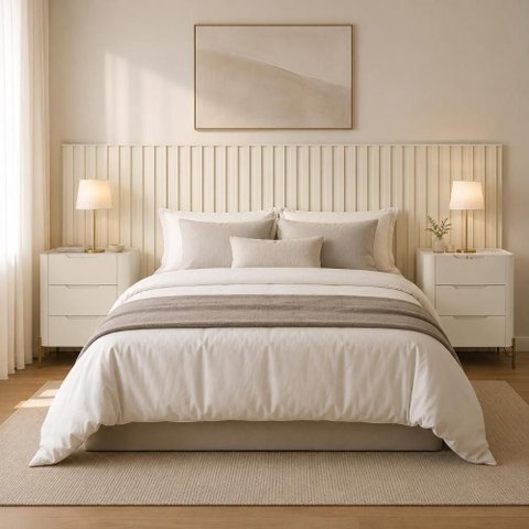 Conjunto Cabeceira Queen com 2 Mesas Painel MDF Luna com Dourado Casa Lar Shop
