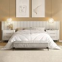 Ver imagem 3 de Conjunto Cabeceira Queen com 2 Mesas Painel MDF Luna com Dourado Casa Lar Shop
