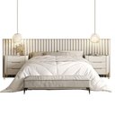 Ver imagem 5 de Conjunto Cabeceira Queen com 2 Mesas Painel MDF Luna com Dourado Casa Lar Shop
