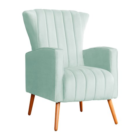 Poltrona Decorativa Melinda Pés Palito Tecido Veludo Várias Cores - Qlare Estofados - Veludo Acqua