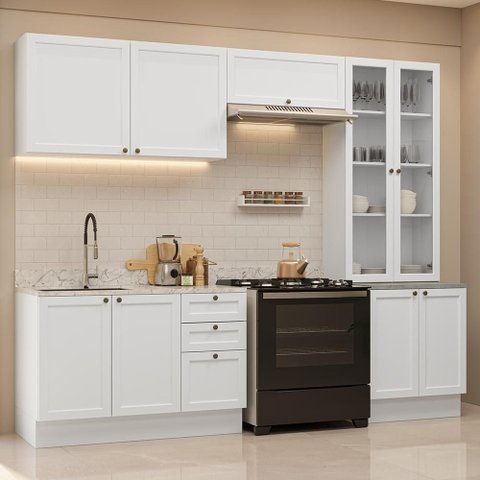 Armário de Cozinha Completa 270 cm Branco Vik Madesa 06