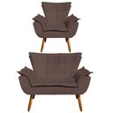 Ver imagem 1 de Kit 1 Namoradeira e 1 Poltrona Opala Suede Marrom - D’Rossi