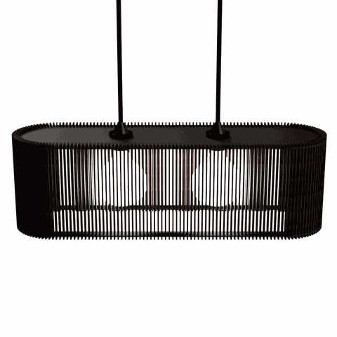 Luminária Pendente Veneza Modelo Ripado -:Preta