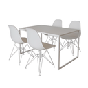 Ver imagem 2 de Mesa Industrial Base Ferro Branco Tampo 137x90 Branco 4 Cadeiras Eames Ferro Branco Assento Branco