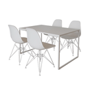 Ver imagem 2 de Mesa Industrial Base Ferro Branco Tampo 137x90 Branco 4 Cadeiras Eames Ferro Branco Assento Branco