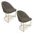 Ver imagem 1 de Kit 02 Cadeiras Poltrona de Jantar Bela Suede Base Metálica Industrial Dourado - Pallazio