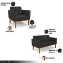Ver imagem 3 de Conjunto 2 Poltronas e 1 Namoradeira Decorativa Karen Pés Fixo em Madeira Castanho Pu Preto G19 - Gr