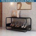 Ver imagem 4 de Banco Sapateira Orgânica Luna Artesano 90 Cm (largura) em Mdp Nero Base Metal Preto