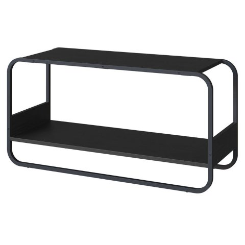 Banco Sapateira Orgânica Luna Artesano 90 Cm (largura) em Mdp Nero Base Metal Preto