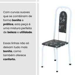 Conjunto de Mesa Tubular 120cm X 75cm Tampo Granito Ocre com 4 Cadeiras Lara - 7
