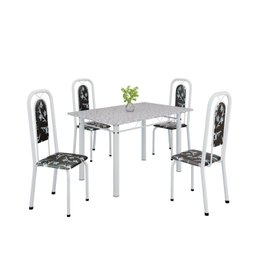 Conjunto de Mesa Tubular 120cm X 75cm Tampo Granito Ocre com 4 Cadeiras Lara - 2