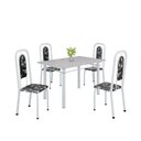 Ver imagem 2 de Conjunto de Mesa Tubular 120cm x 75cm Tampo Granito Ocre com 4 Cadeiras Lara Branco/Floral Preto